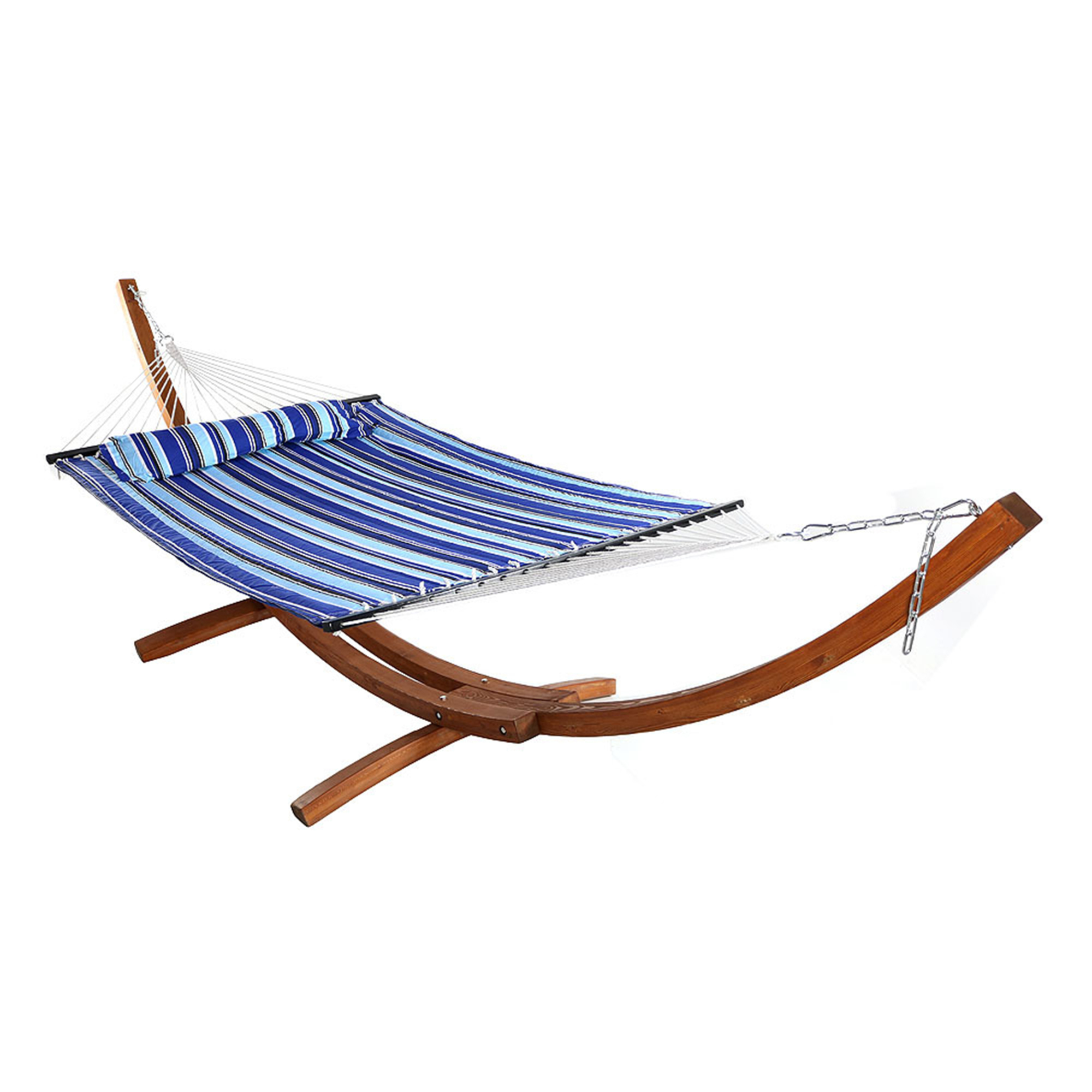 Sunnydaze Decor, Quilted Hammock with 13ft. Stand - Catalina Beach, Color Blue, Capacity 400 lb, Material Polyester, Model# QFHCB-13WHS-COMBO